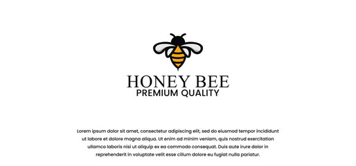 honey bee logo. honeycomb vector, in line style with modern concept