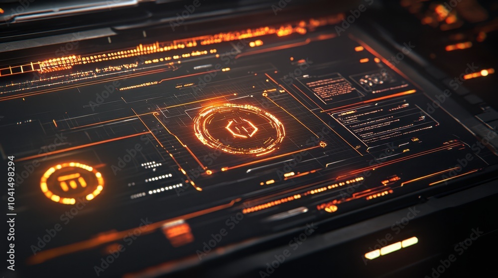 Poster futuristic user interface with orange elements