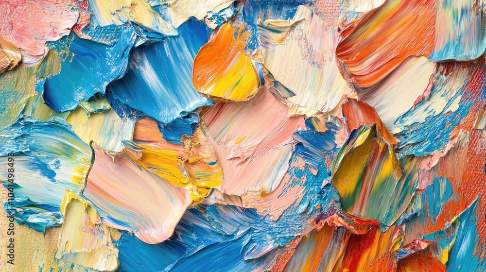 Poster fragment of a vibrant texture artwork a close up of abstract oil painting on canvas featuring dynami