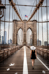 The Lady in black on the Brooklyn-Bridge