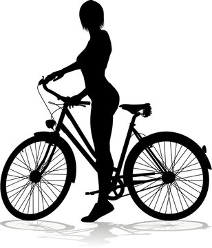 woman silhouette bicycle black clip art preview