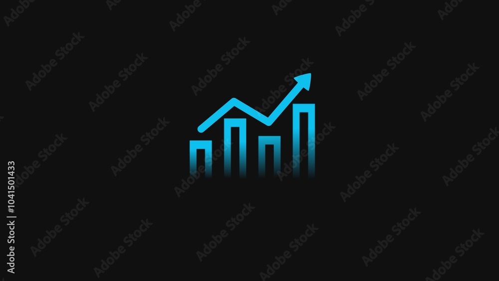 Poster growing graph bar chart icon symbol, diagram flat design for web site logo app ui