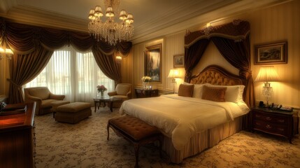 Elegant Luxury Hotel Bedroom with Classic Decor