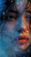 Glowing Woman Portrait: Dreamy and Surreal Digital Art