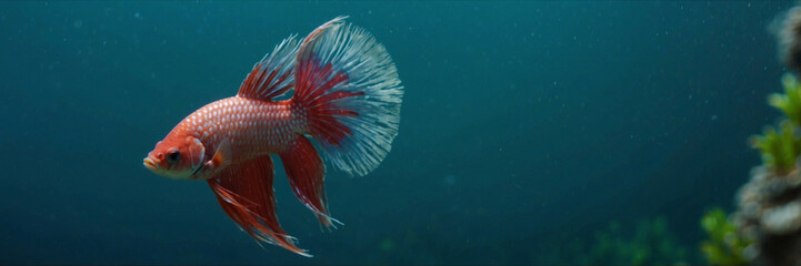 Fototapeta premium betta fish underwater, panorama background