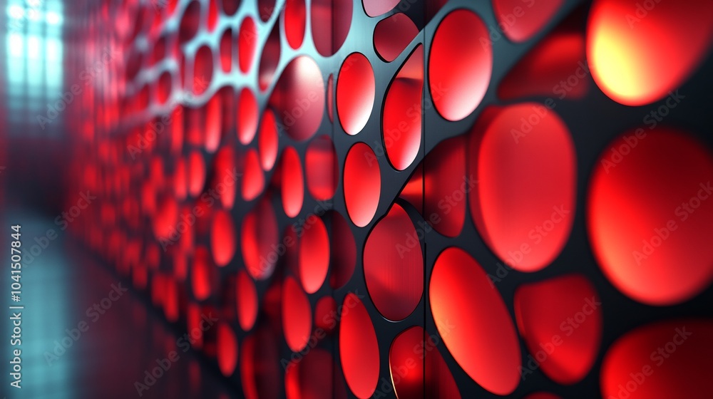 Poster bold crimson tech wall featuring intricate lattice designs with a glossy finish ideal for creating a