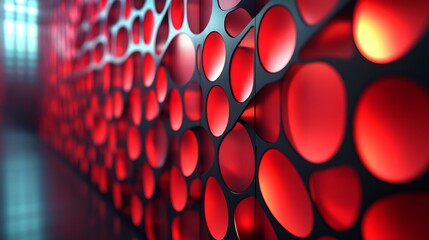 Bold crimson tech wall featuring intricate lattice designs with a glossy finish ideal for creating a striking focal point in avantgarde interior designs