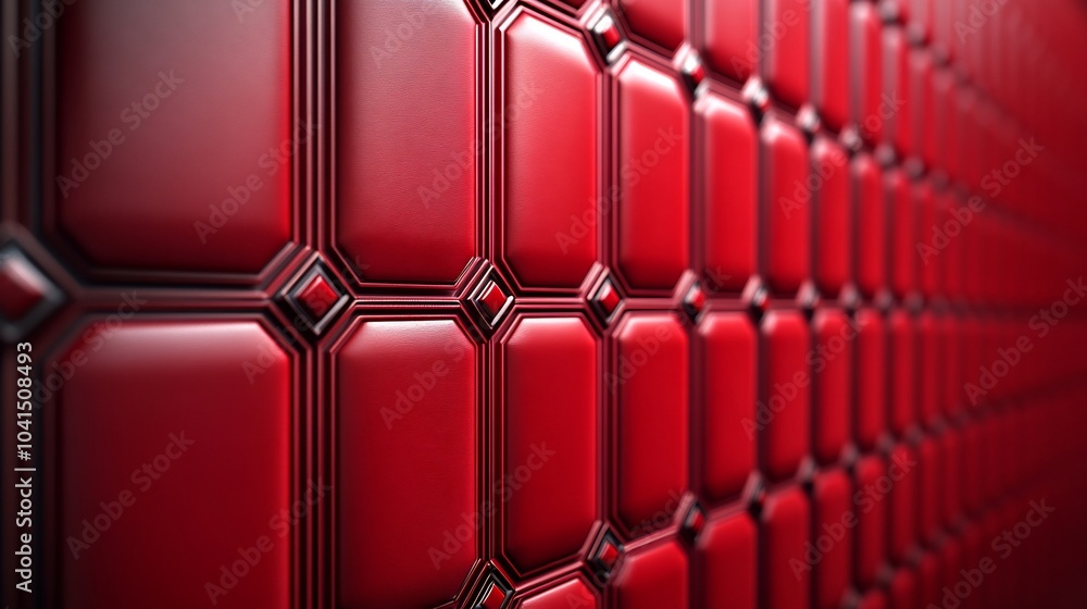 Aufkleber bold crimson tech wall featuring intricate lattice designs with a glossy finish ideal for creating a