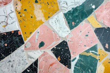 Photo of Grey terrazzo particles pattern on floor surface. Background texture for backdrops or mapping