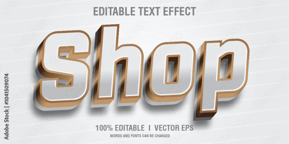 Poster editable shop vector 3d text effect with modern style design