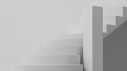 Fototapeta premium Abstract white staircase with a gray shadow.