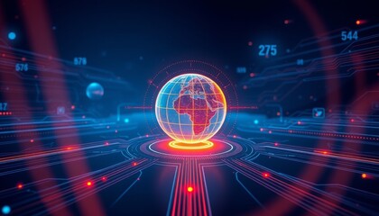 A Glowing Earth Globe on a Futuristic Digital Circuit Board