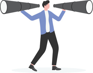 Business vision concept, businessman using telescope to look into the distance Self-discovery ,

