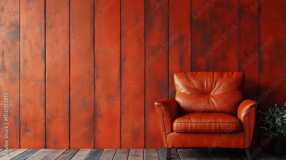 Aufkleber burnt orange panelled wall background with a rustic texture adding warmth and character great for vi
