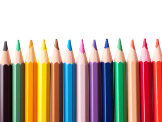 a row of colored pencils