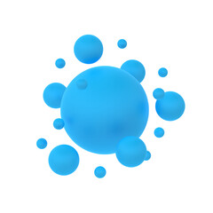 Abstract spheres. Isolated. Blue. 3d illustration.
