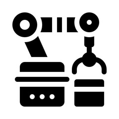 Industrial Robot Arm glyph icon