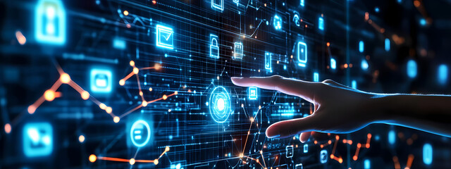 Obraz premium Touching the Digital Network