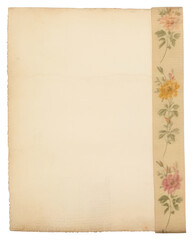 PNG Vintage floral paper old white background.