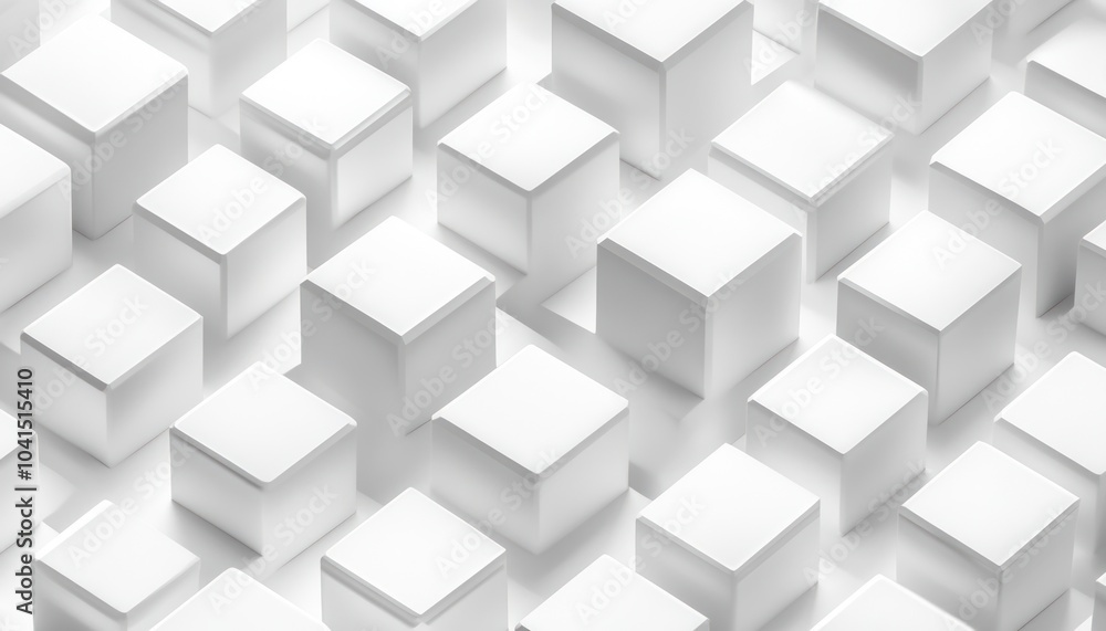 Aufkleber Abstract Pattern of White Cubes in a 3D Render