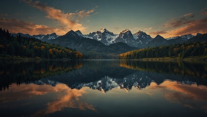 Fototapeta premium sunset over the lake