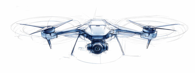 Fototapeta premium Futuristic Quadcopter Drone Sketch