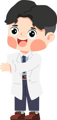 cartoon doctor pointing to something