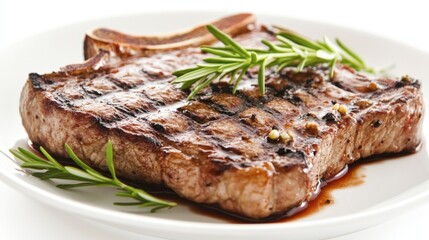 Juicy Grilled Steak with Fresh Herbs and Sauce