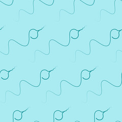 Green snake. Sketch. Crawling animal. Seamless vector pattern. Isolated blue background. Doodle style. Endless reptile ornament. Idea for web design.