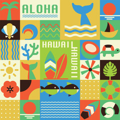 Geometric modern Hawaii summer background pattern. Abstract nature