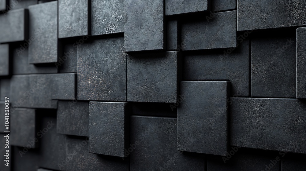 Poster charcoal black tech wall with angular grid patterns and a matte finish creating a sleek and industri