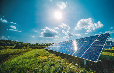 solar panels on the grass