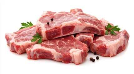 Fototapeta premium Fresh Raw Meat Cuts on a White Background