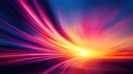 Fototapeta premium Vibrant abstract sunset with colorful streaks of light and dynamic patterns.