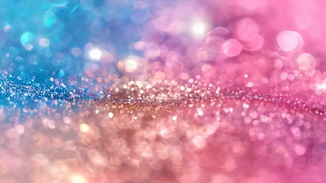 A sparkling bokeh effect in shades of pink and blue, combined with a glittery texture, creating a festive and magical atmosphere.