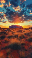 Uluru at Sunset: A Breathtaking Desert Landscape