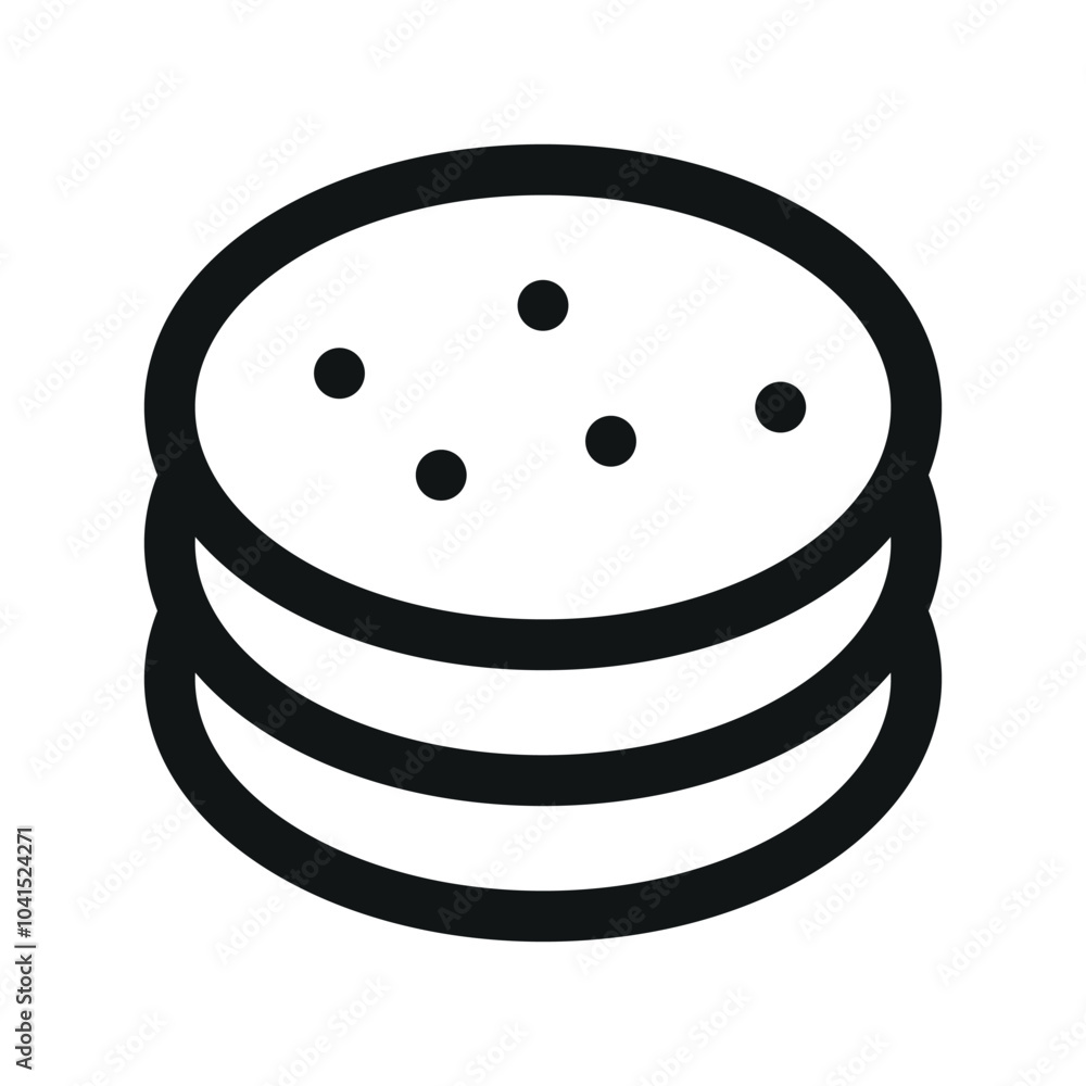 Poster pancakes stack ui icon, pita bread minimal line vector symbol