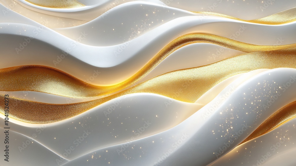 Poster chic collection of abstract gold wall art featuring dynamic wave lines and gradient tones with shimm