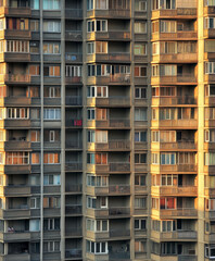 Eastern European apartment blocks. AI generative.