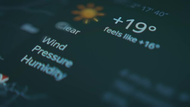 Weather Map showing temperature, Wind, Humidity and Pressure parameters for Paris viewed on smartphone