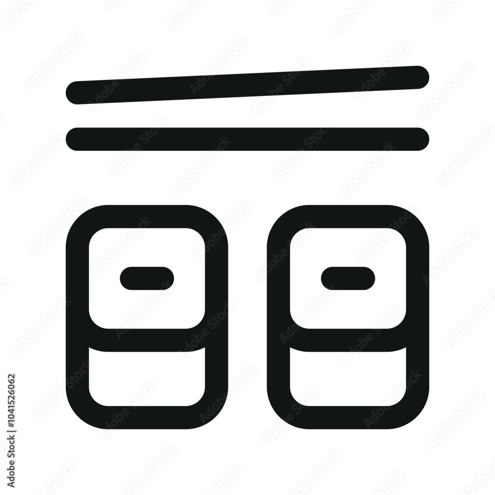 Poster sushi with chopsticks ui icon, sushi bar minimal line vector symbol