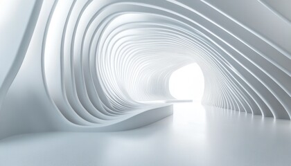 Abstract White Curved Structure with a Bright Opening