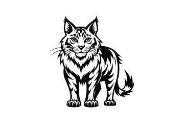 Bobcat Standing on White Background | Wild and Agile Animal Illustration