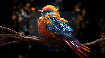 Fototapeta premium A Bright Bird In The Tropical Forest. Illustration On The Theme Of The Animal World, Nature And Ecology. Generative AI 