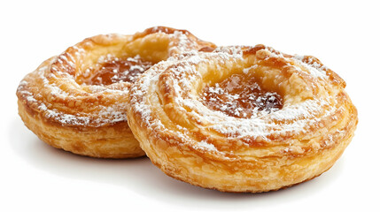 Another pastry made with dough of flour and shortening. Isolated on white background -