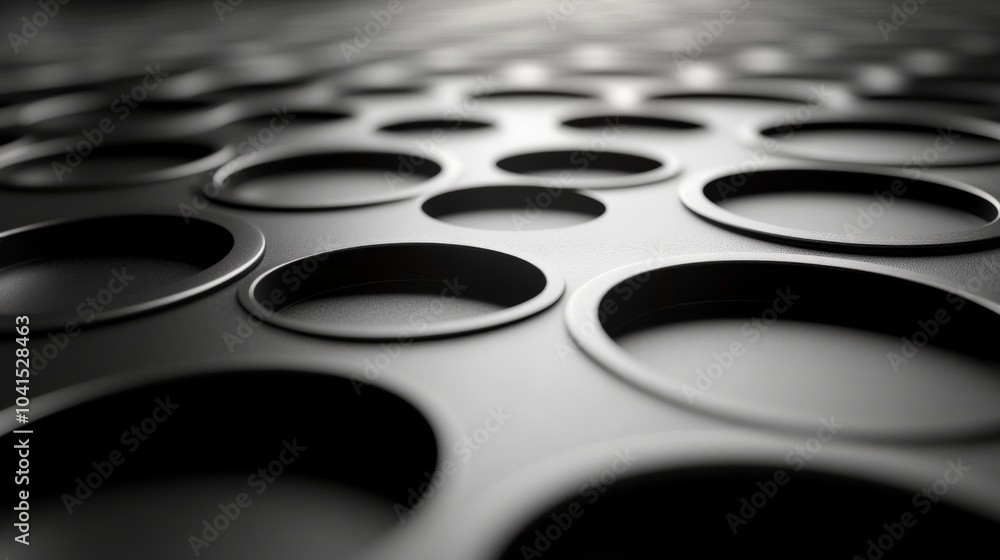 Leinwandbilder the image showcases a close-up of circular indentations on a glossy black surface, highlighted by ge