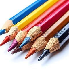 Fototapeta premium Vibrant and Sharpened Colored Pencils Arranged in a Minimalist Still Life Composition