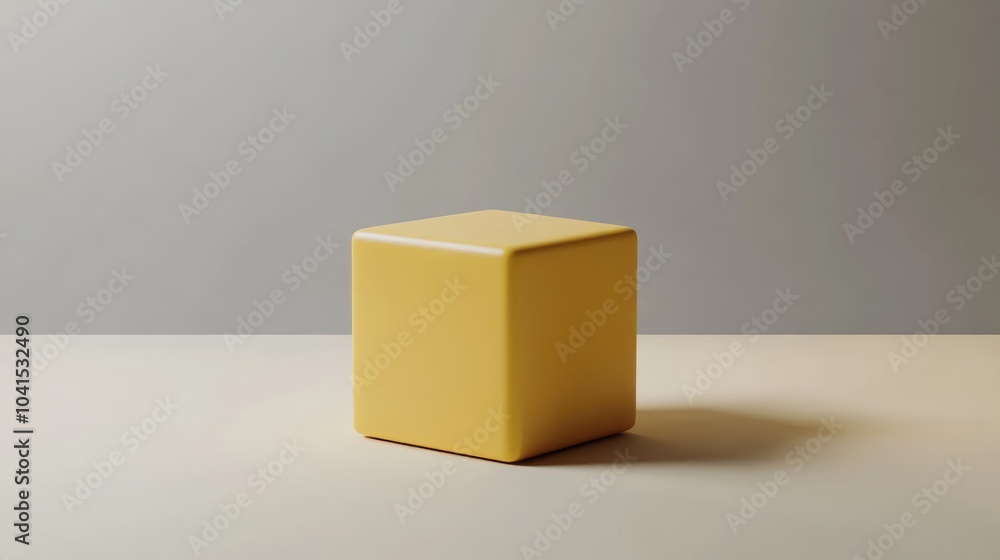 Poster minimalist representation of uniqueness featuring a single yellow cube
