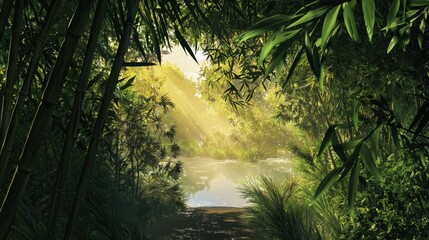 Bamboo Forest in Morning Light