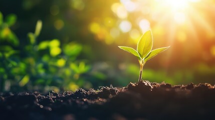 Young plant basking in sunlight symbolizing growth and new beginnings in the spring season